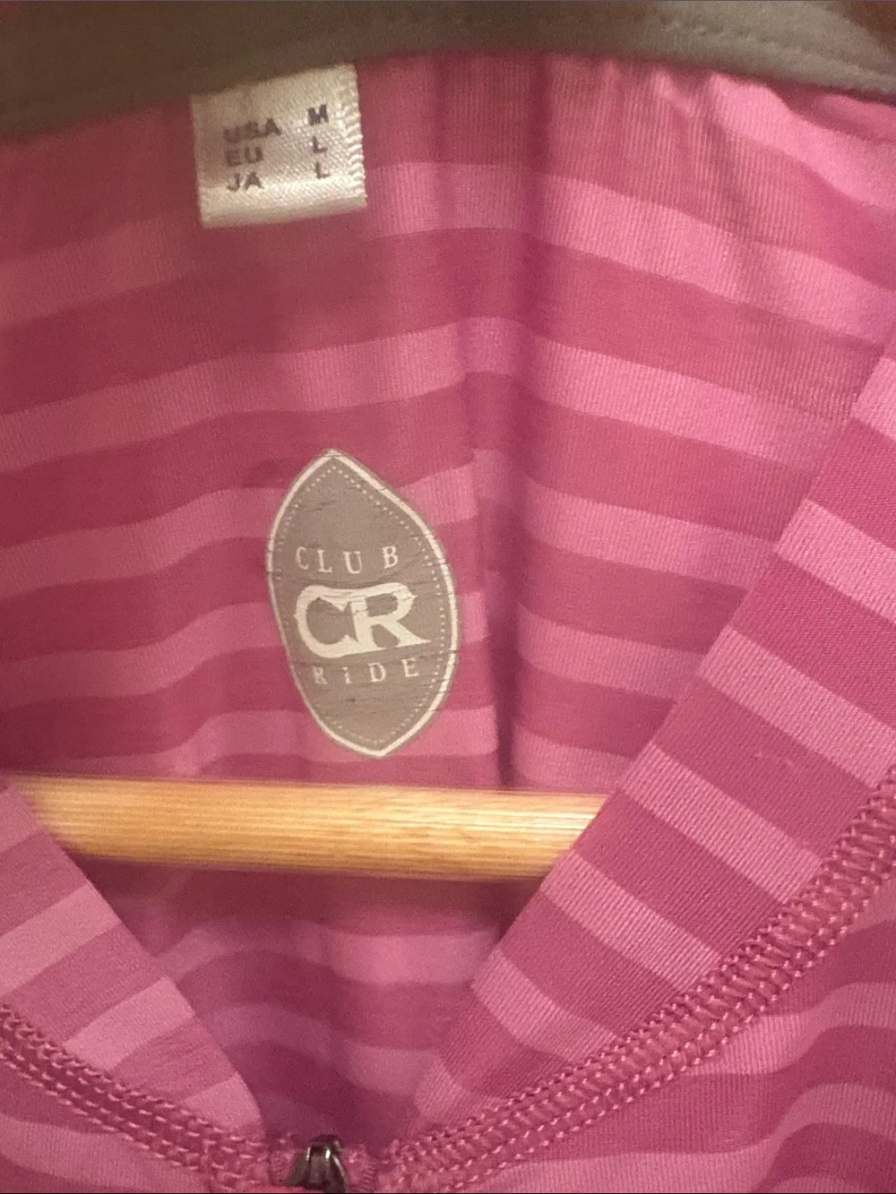 Club Ride Striped Half-Zip Tee in Raspberry Pink size medium - Picture 2 of 3